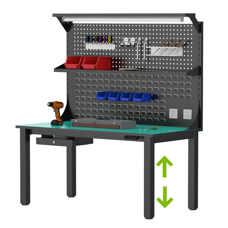 电动高度可调节升降的防静电工作台 车间流水线打包操作台 电子维修检修台CTT-F004-DM02-GZT