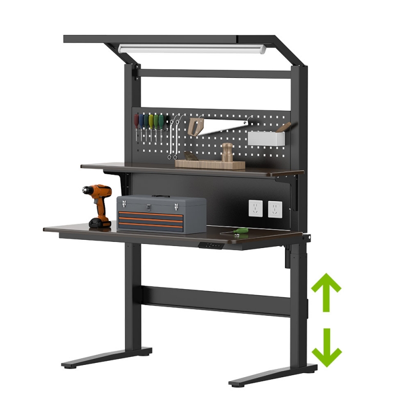 电动高度调节升降的金属模具飞模台、铁板钳工台、装配平台钳工工作台电脑桌车间CTT-D07-GZT